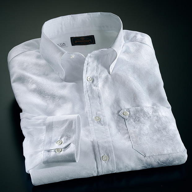 舶来ジャカード生地で仕立てた老舗のスナップB.D.シャツ