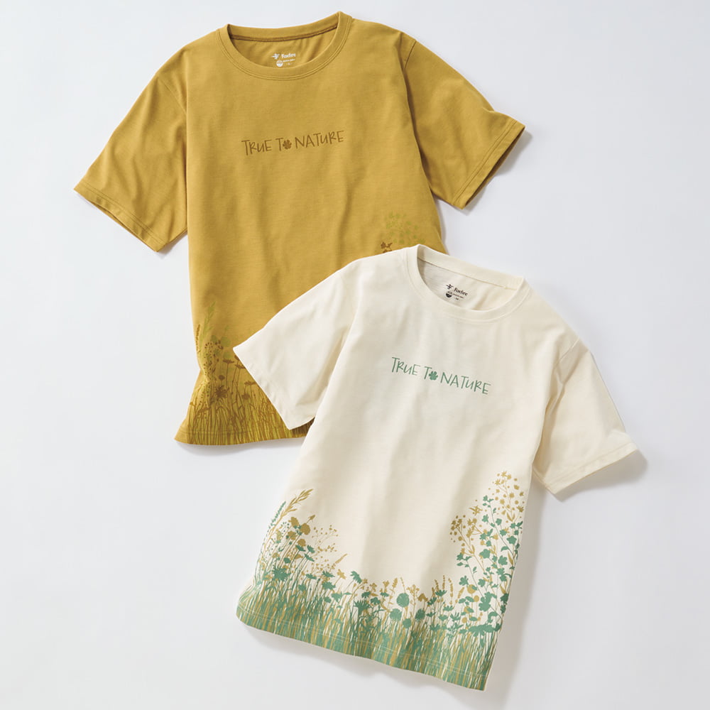 遮熱素材のフラワーTシャツ／2色セット