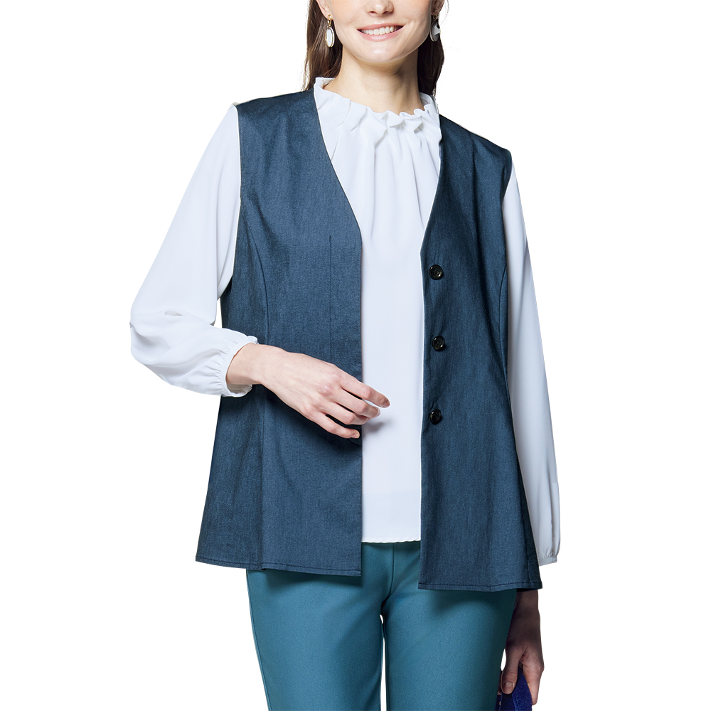 綿麻混ストレッチベスト