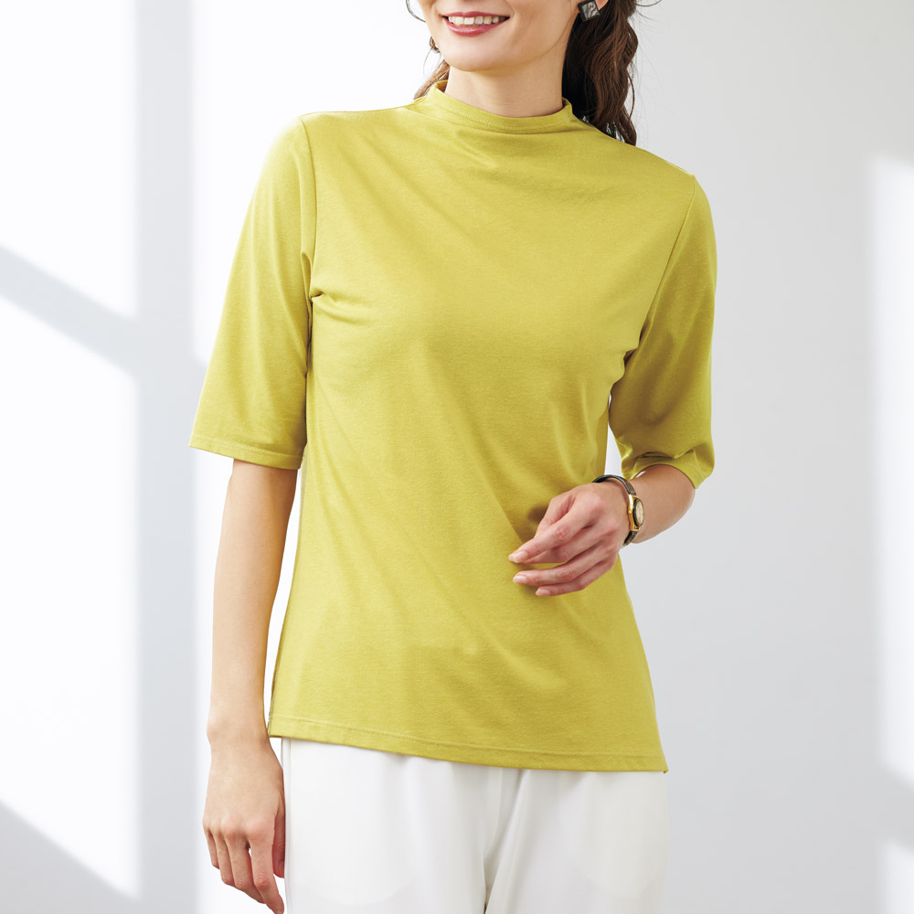 ヘンプ混五分袖UVカットプルオーバー