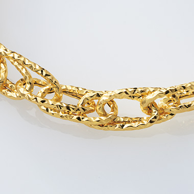 刻みパーツチェーン・ゴールドネックレス