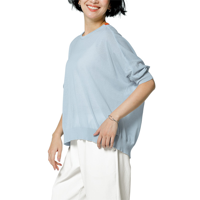 バイカラーバックネックプルオーバー