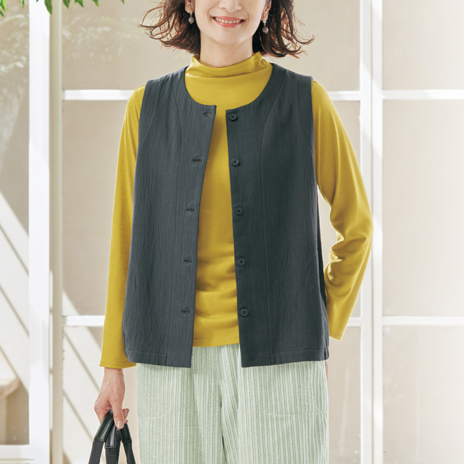 洗えるウール･ボトルネックプルオーバー