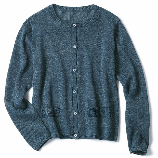 リネン丸首カーディガン