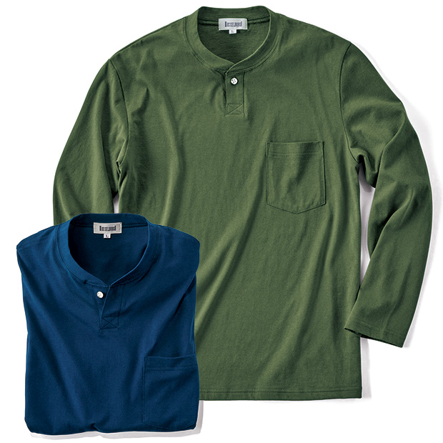ヘンリーネック九分袖Tシャツ／2色セット