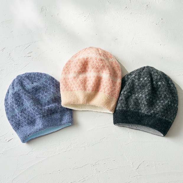 アルパカ混ジャカードニット帽子