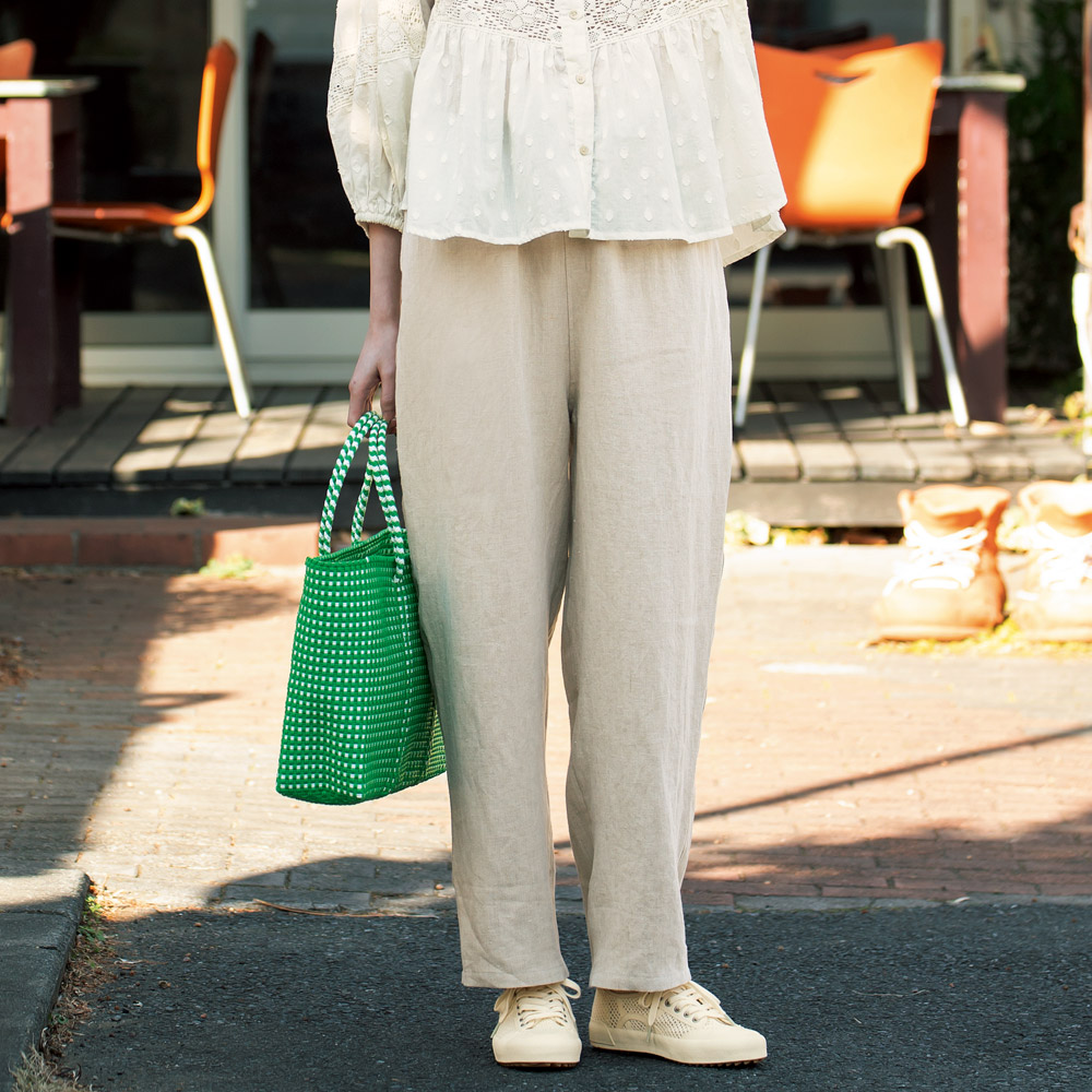 先染めリネンイージーパンツ