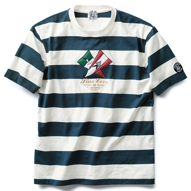 刺しゅう入りマリンボーダーTシャツ