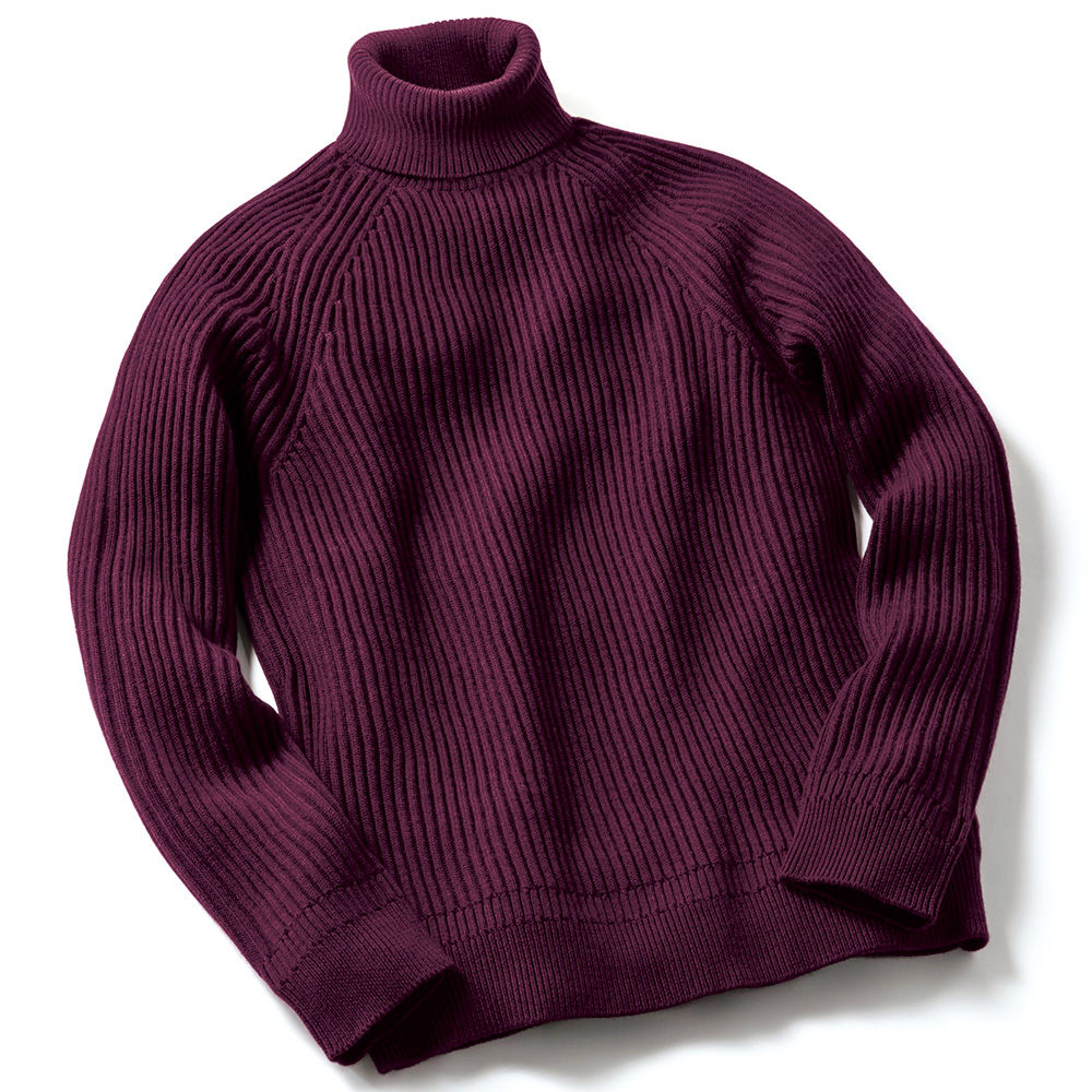 エクストラファインメリノリブタートルネックセーター