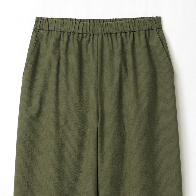 シアサッカーストライプコットンパンツ