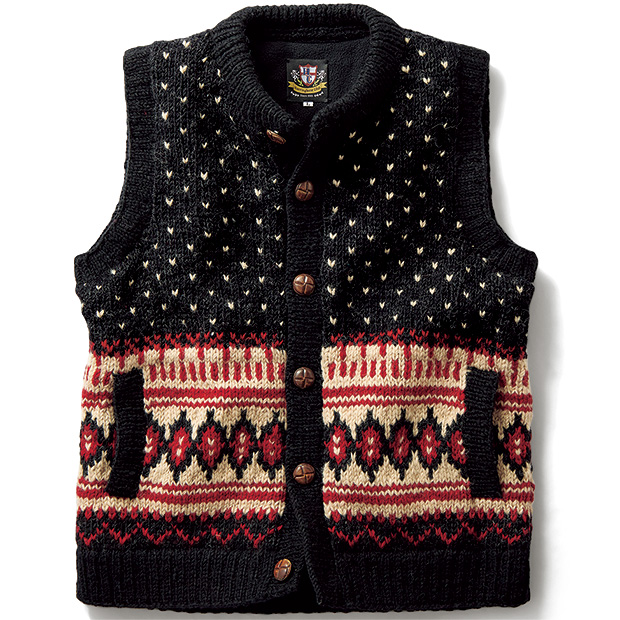 裏フリース･ヒマラヤ手編みベスト