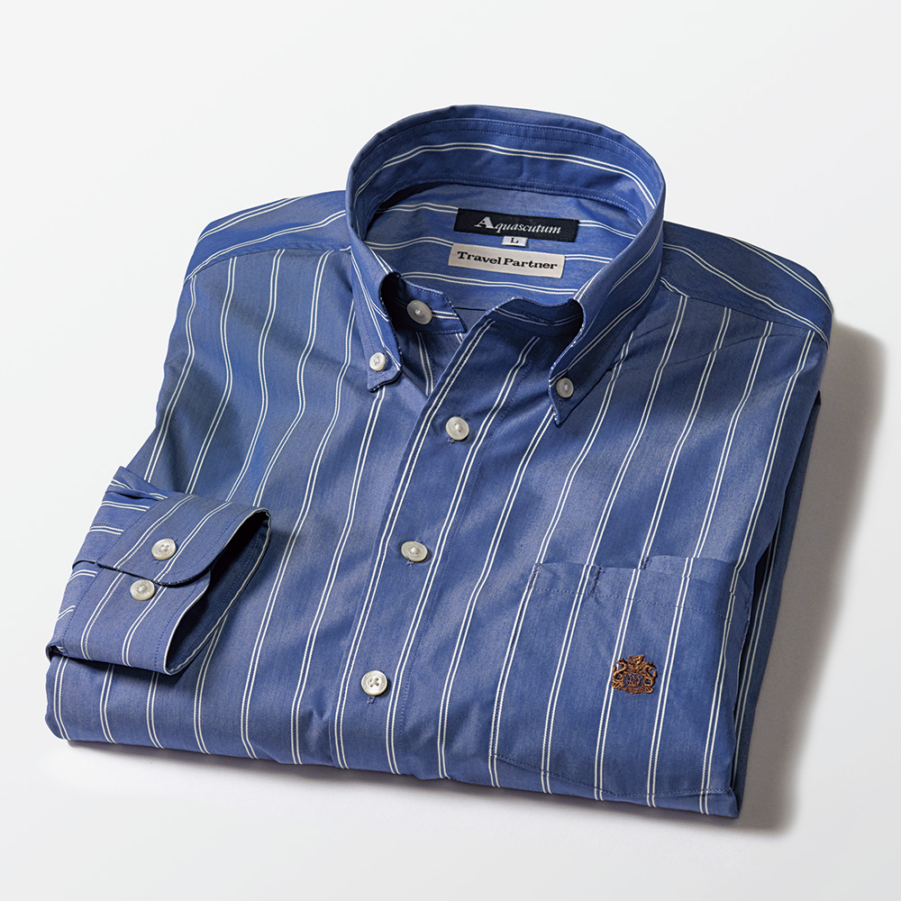 吸汗速乾･アイビーストライプ長袖シャツ