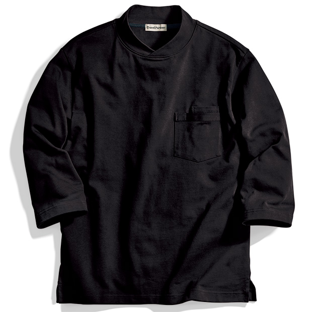 厚手コットン地の七分袖Tシャツ