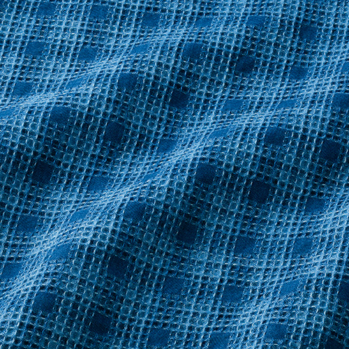 インディゴワッフル織りのブリーチドシャツ