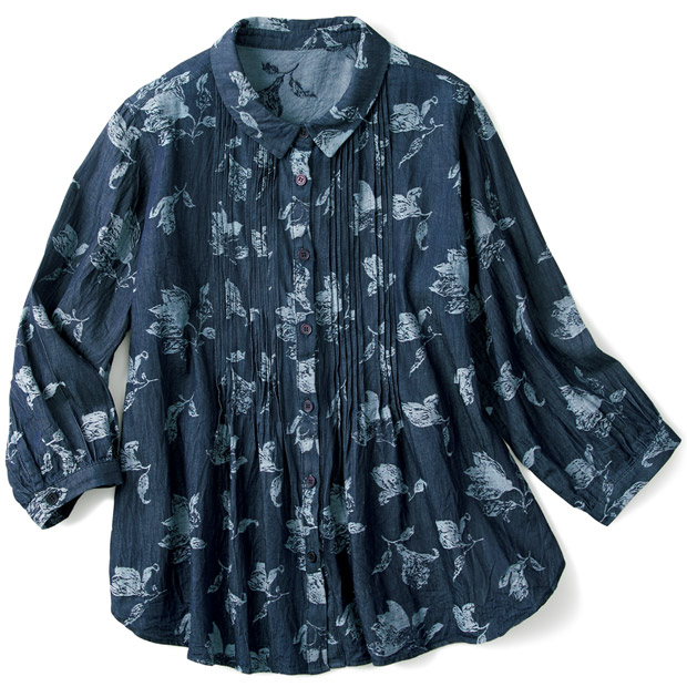 ジャカードデニムブラウス