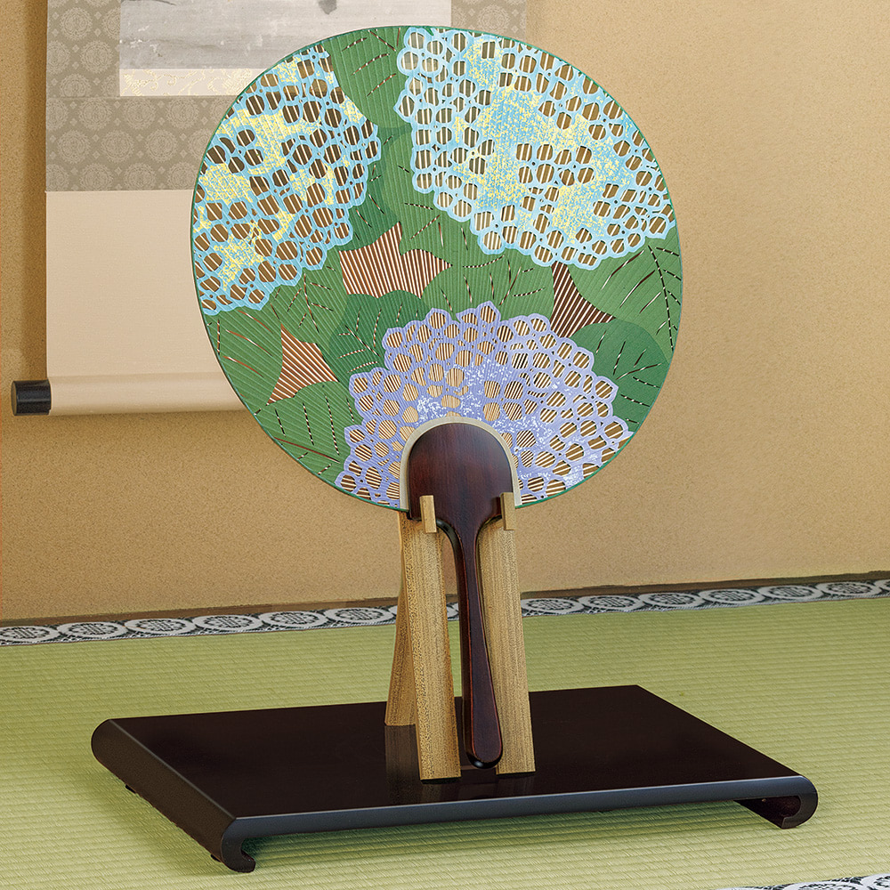 両透かし京うちわ／紫陽花