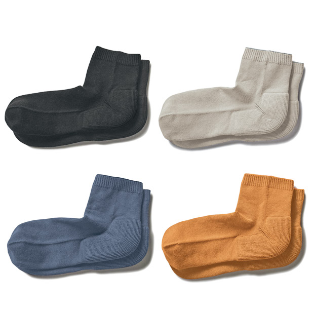 かかとが厚い麻混靴下／4色セット