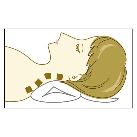 快眠姿勢を誘う首枕（高さ補助クッション付）／綿カバー