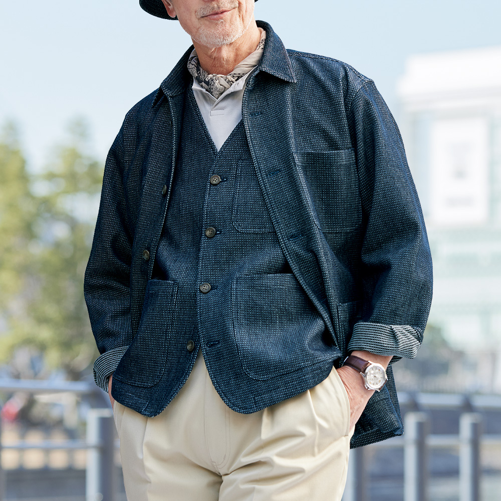 変わり蜂巣織り・カバーオール