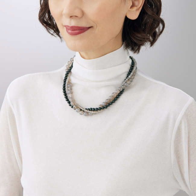 天然石3連ネックレス