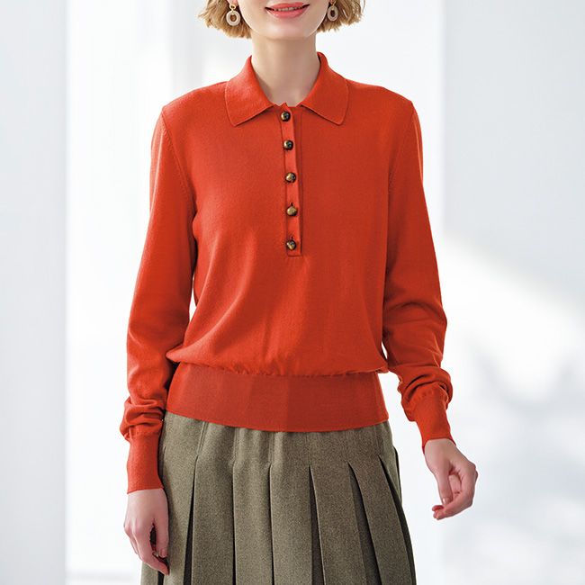 ウールニットポロシャツ