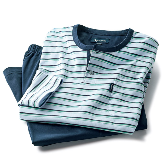 ボーダー柄･ヘンリーネックパジャマ