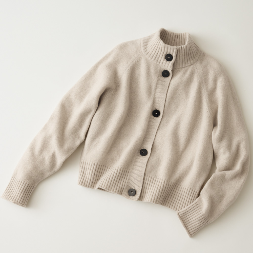 カシミヤウールハイネックカーディガン