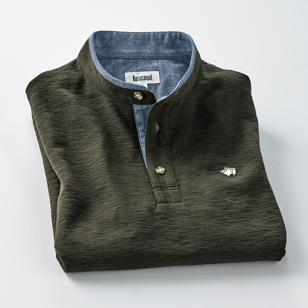 休日のスタンドカラー･長袖Tシャツ