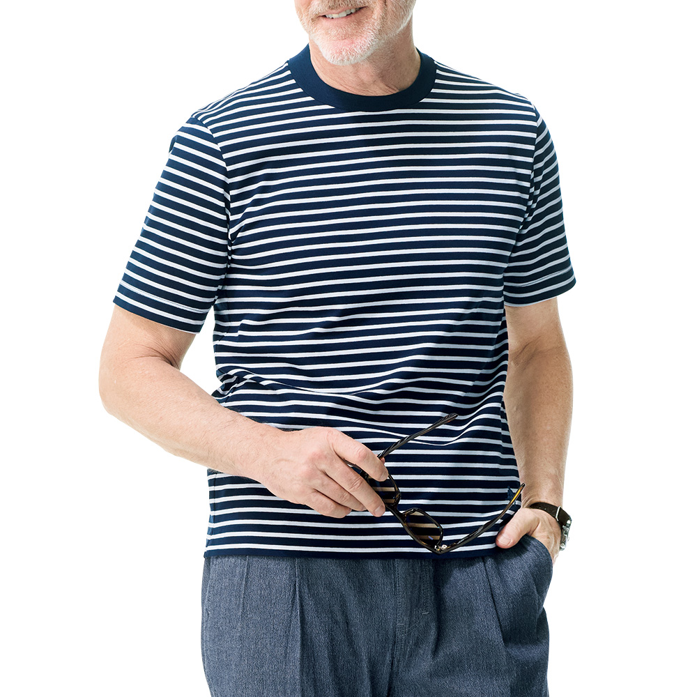 ドレス仕立てのボーダーTシャツ