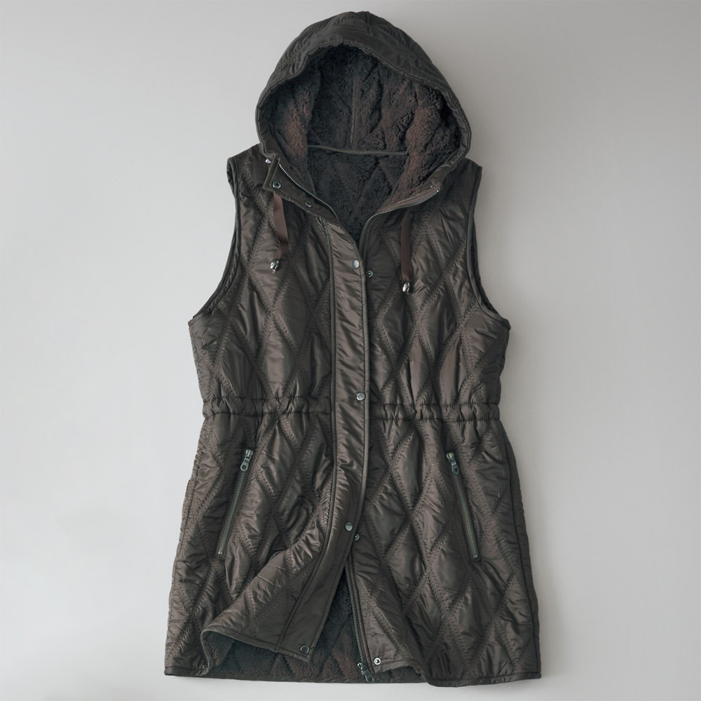 裏ボアダイヤキルトロングベスト