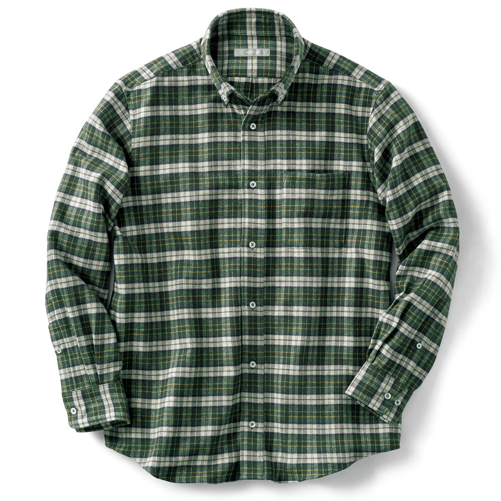 コットンヤクフランネルチェック・長袖シャツ