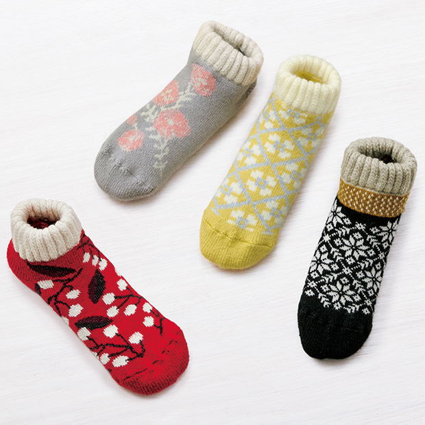 ぽかぽかルームカバーソックス／4柄セット