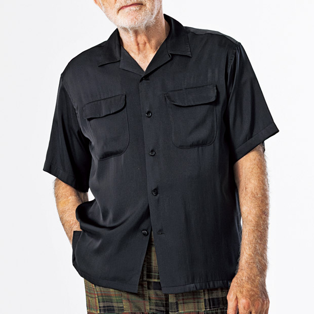 コットンシアサッカーオープンカラーシャツ