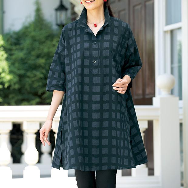 ブロック柄ビッグプルオーバー