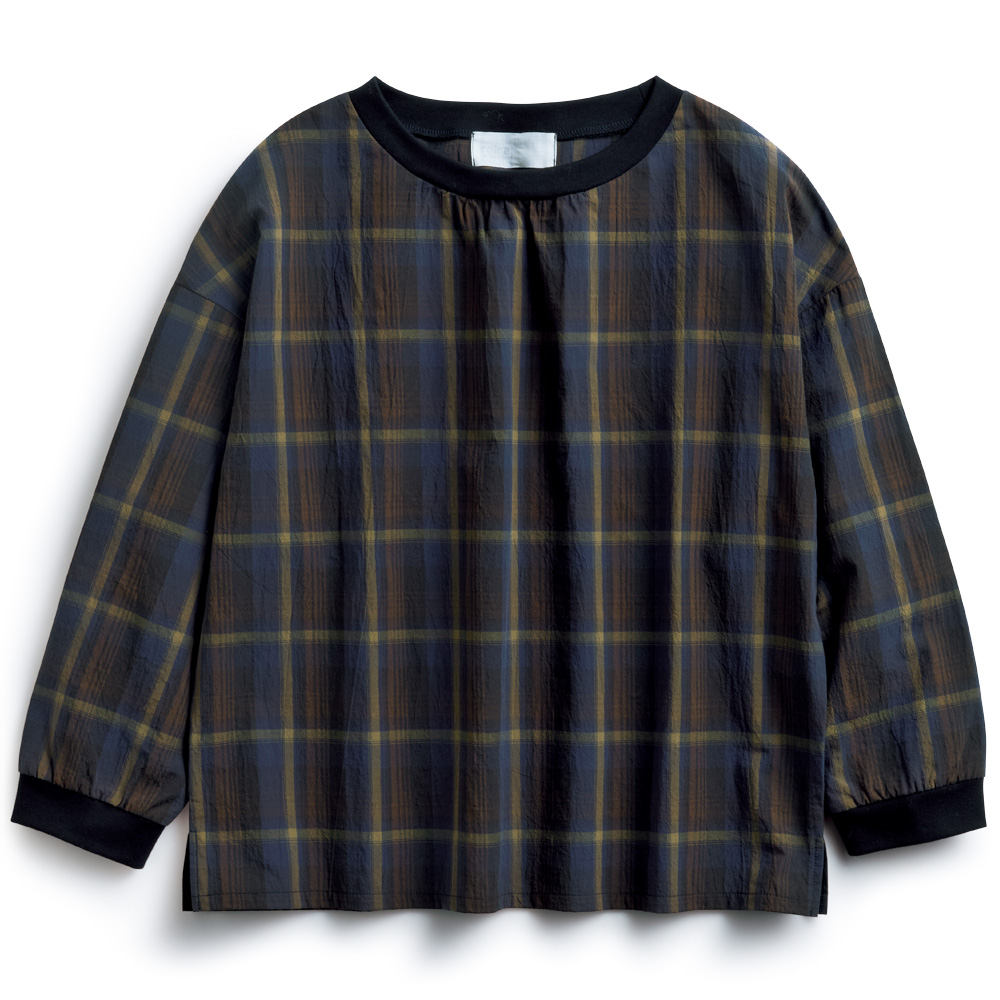 コットン先染めワッシャー九分袖プルオーバー