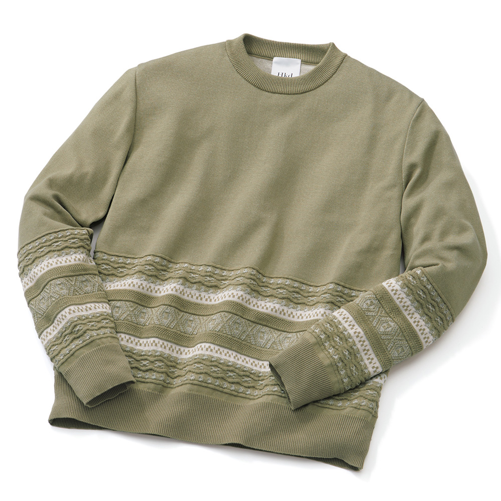 シルクコットンのジャカード使いニット