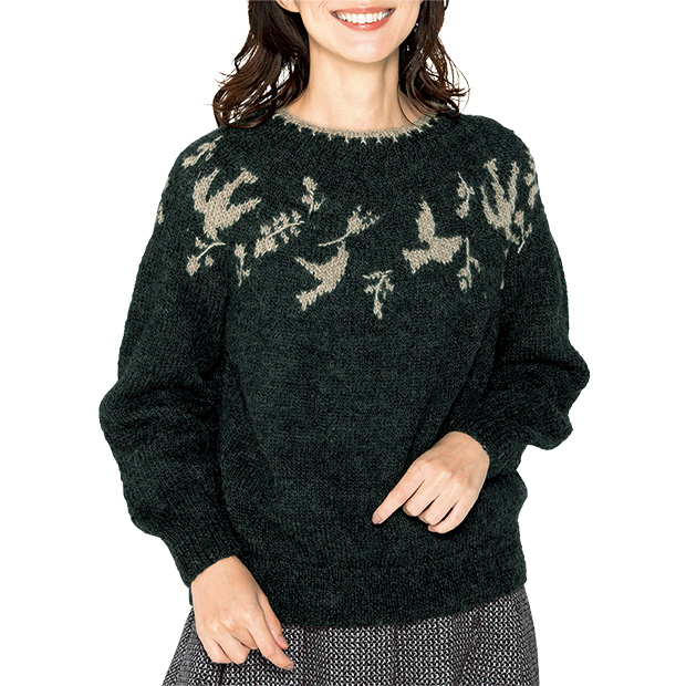 バードモチーフウールセーター