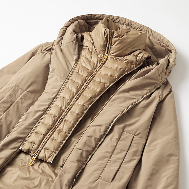 重ね着風中わたコート