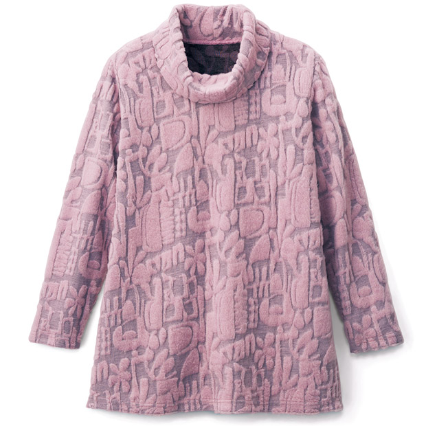 起毛パイルジャカードオフタートルチュニック