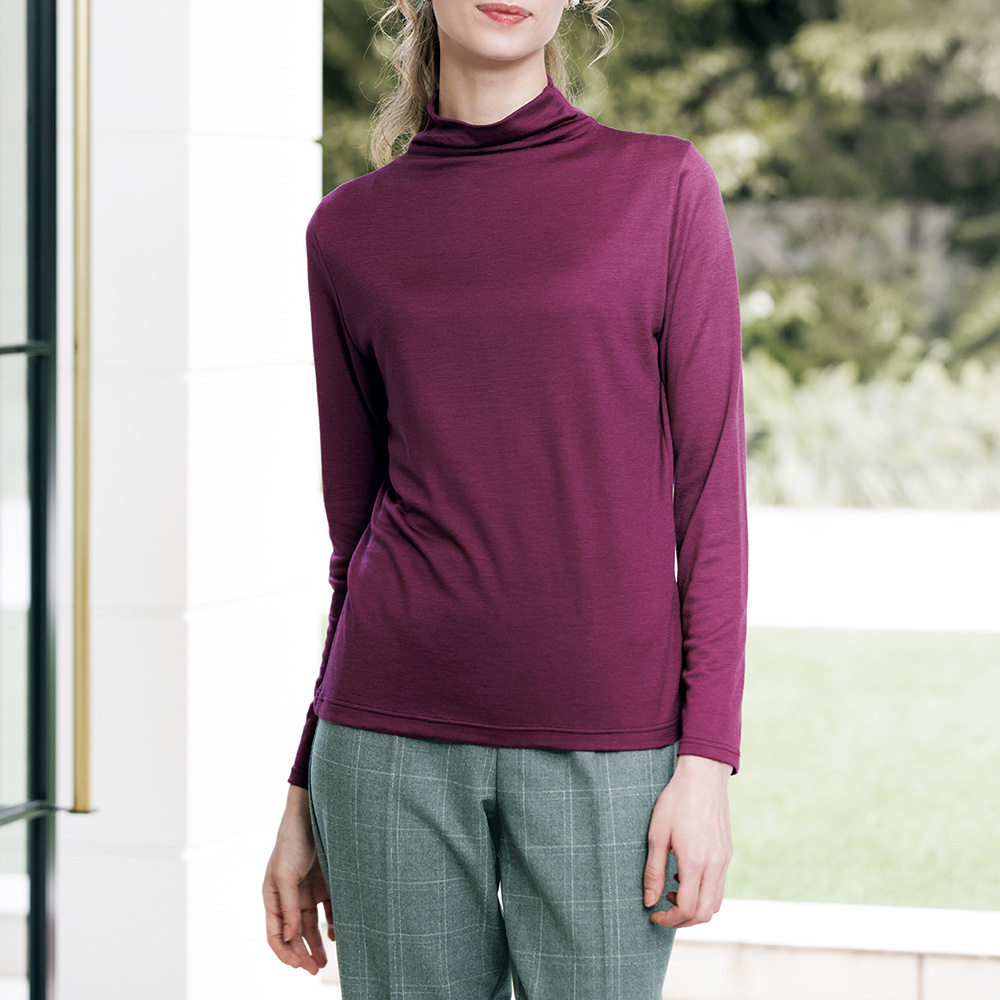 メリノウールボトルネックゆったりプルオーバー