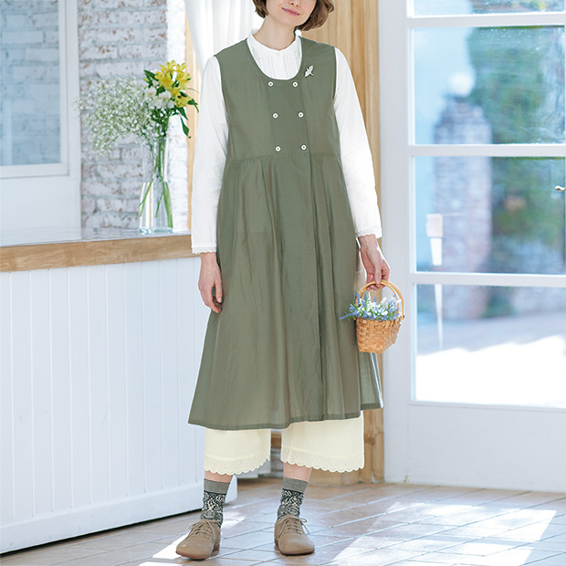 洗えるコットンシルクロングベスト