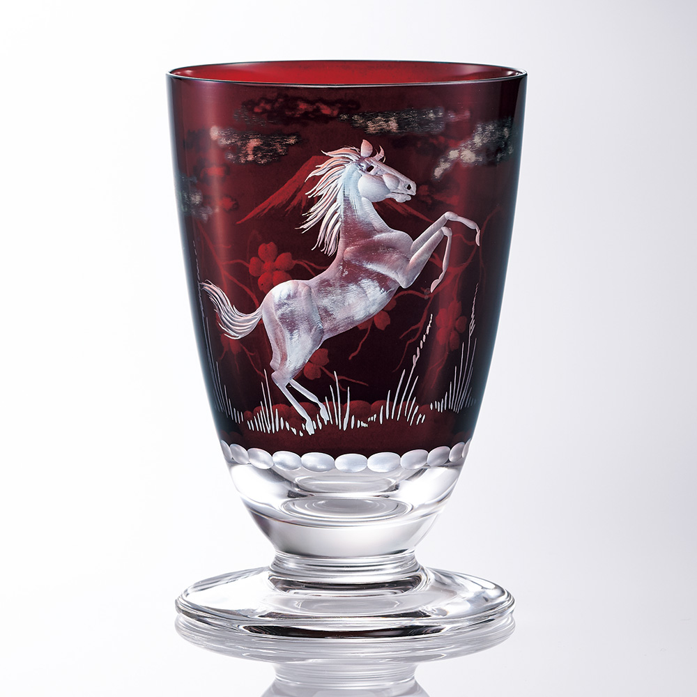 ボヘミアガラス干支フリーカップ/午