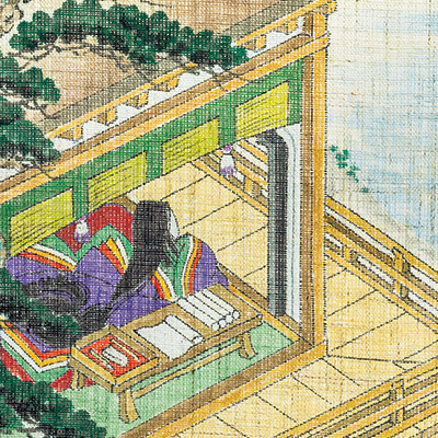 手描き軸アート「紫式部観月図」