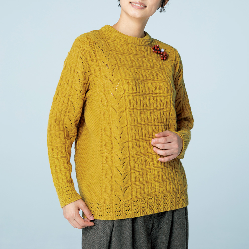 ウールの柄編みプルオーバー