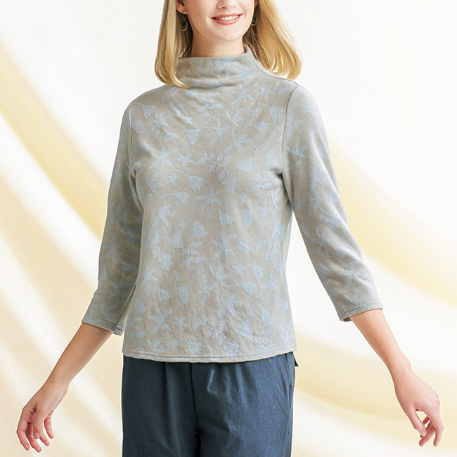 コットンリネン混ジャカードプルオーバー