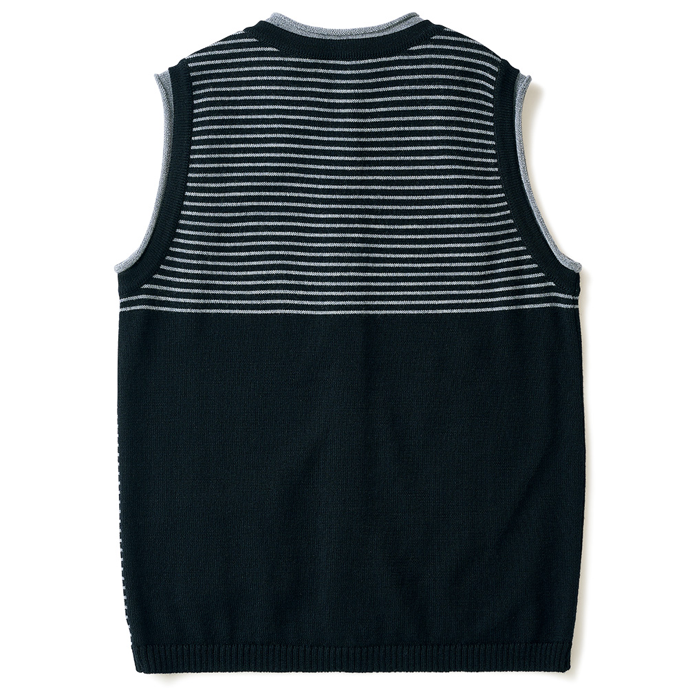 洗えるウールのパッチワークニットベスト