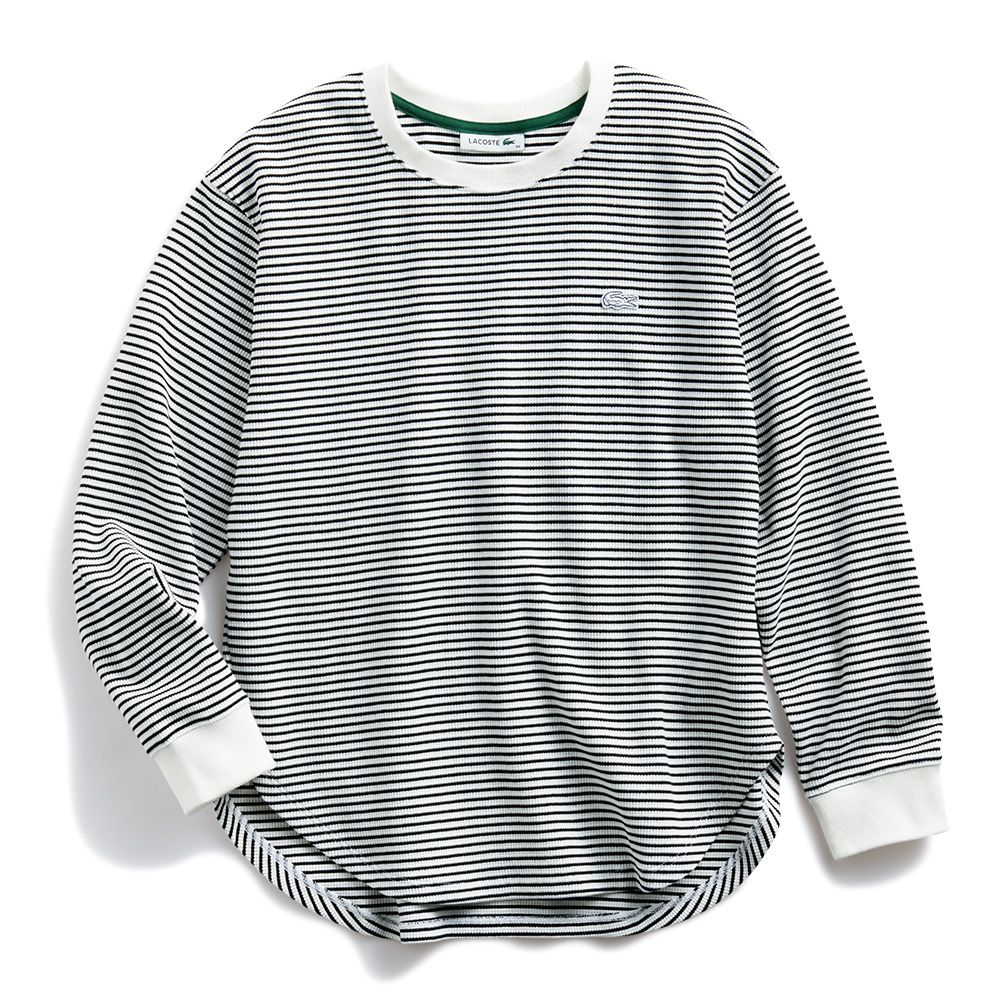 ワッフルボーダープルオーバー