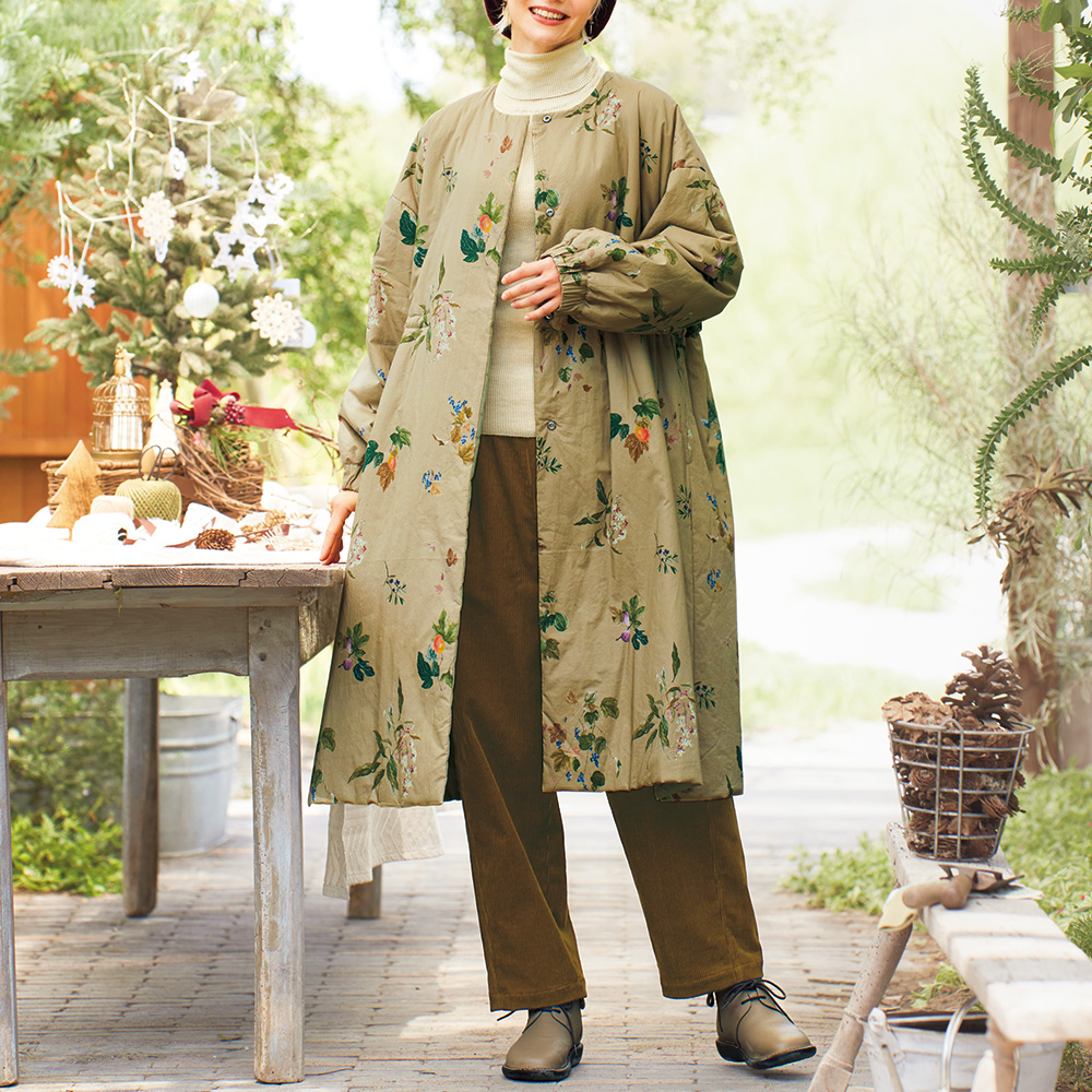 コットンプリント中わたリバーシブルコート