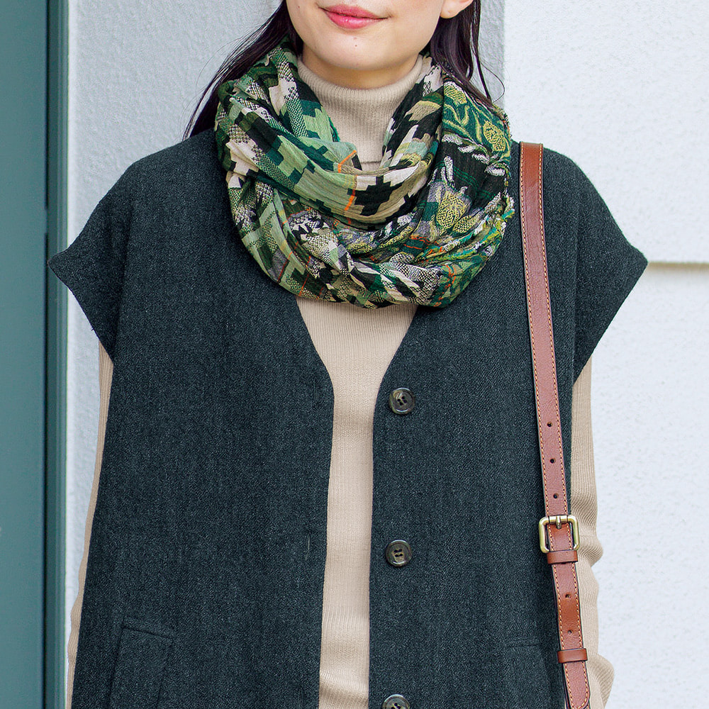 オーガニックコットン混･ジャカードストール