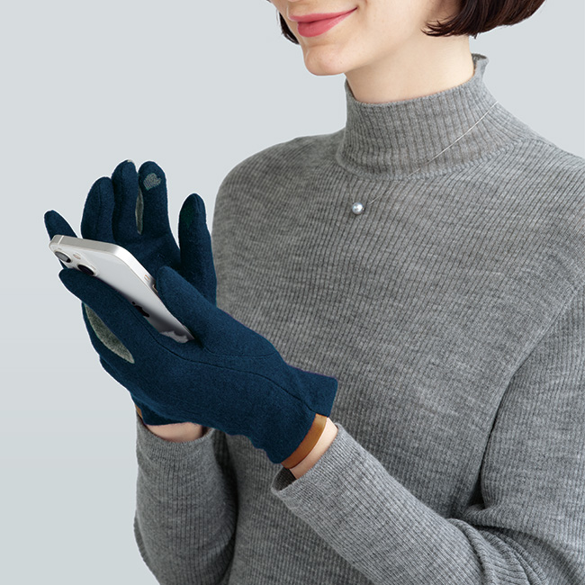 ラムレザーアクセント･カシミヤグローブ